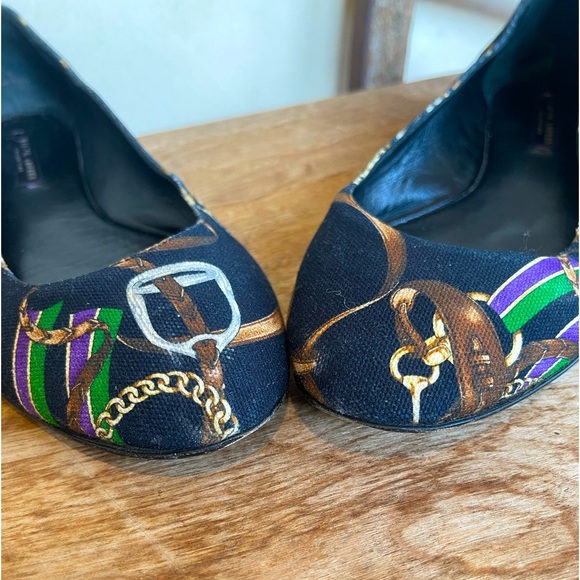 RALPH LAUREN COLLECTION Purple Label Black Equestrian Horse Bit Flats 9B ITALY!! - Picture 4 of 12